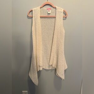 Lilly Pulitzer Cream Open Front Vest Cardigan Large